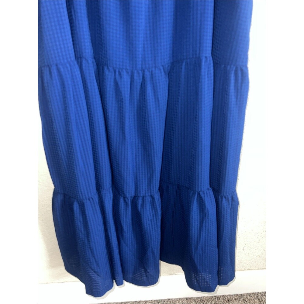Ava & Viv long Dress Swing Check Blue Tiered Full Peasant Chore western 1x - Picture 2 of 8